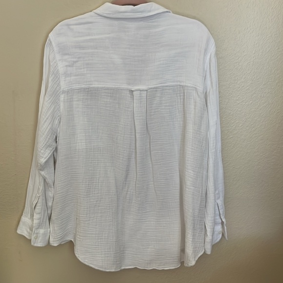 Beach Lunch Lounge Soft Crinkle Gauze Cotton Button Up Shirt, Size XL - Picture 3 of 3